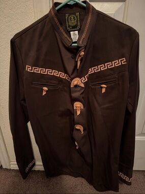 Mens Western Embroidered Charro Shirt Size M